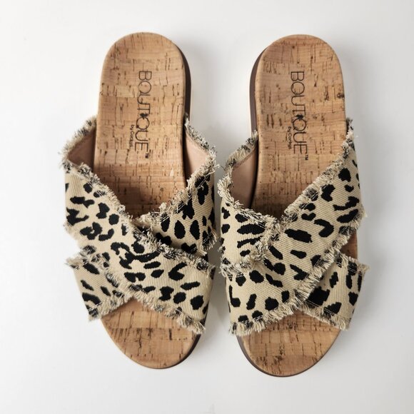 Boutique By Corkys Sandals Womens 9 Leopard Print Slip On Western Distressed - Picture 2 of 10